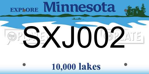 SXJ002 Minnesota License Plate