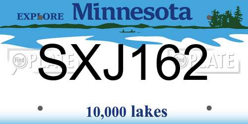 SXJ162 Minnesota License Plate