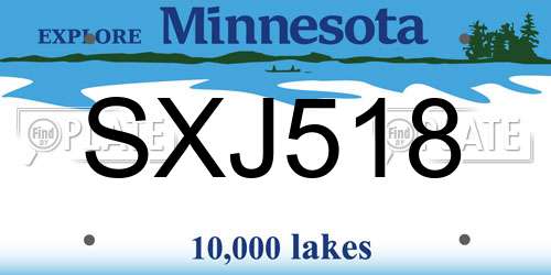 SXJ518 Minnesota License Plate