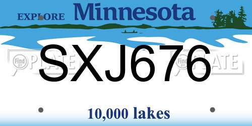 SXJ676 Minnesota License Plate