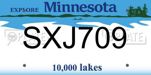 SXJ709 Minnesota License Plate
