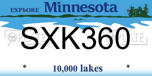 SXK360 Minnesota License Plate