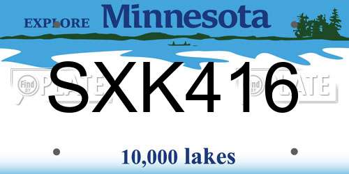 SXK416 Minnesota License Plate