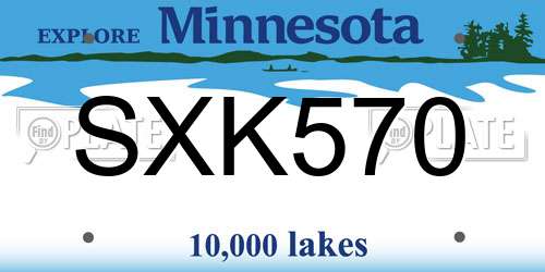 SXK570 Minnesota License Plate