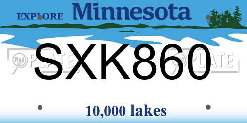 SXK860 Minnesota License Plate
