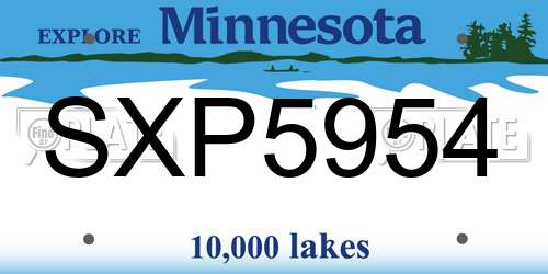 SXP5954 Minnesota License Plate