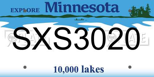 SXS3020 Minnesota License Plate