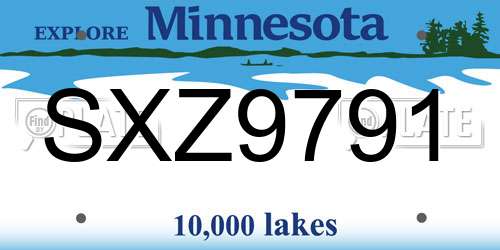 SXZ9791 Minnesota License Plate