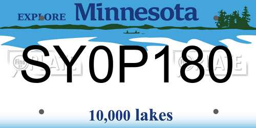 SY0P180 Minnesota License Plate