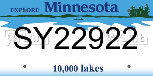 SY22922 Minnesota License Plate