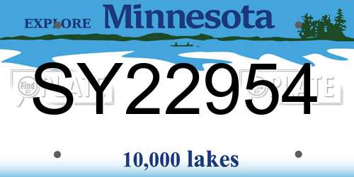 SY22954 Minnesota License Plate