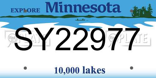 SY22977 Minnesota License Plate