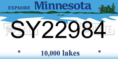 SY22984 Minnesota License Plate