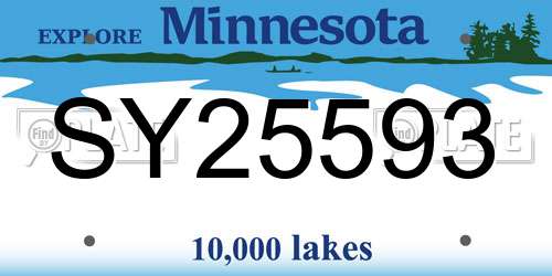 SY25593 Minnesota License Plate