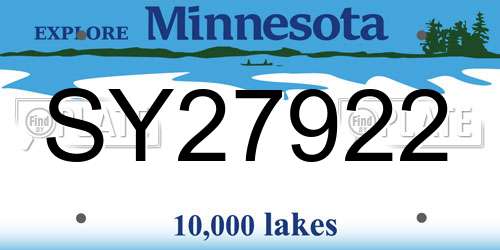 SY27922 Minnesota License Plate