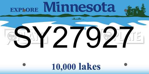 SY27927 Minnesota License Plate