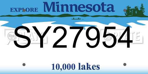 SY27954 Minnesota License Plate