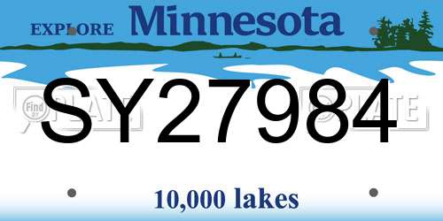 SY27984 Minnesota License Plate