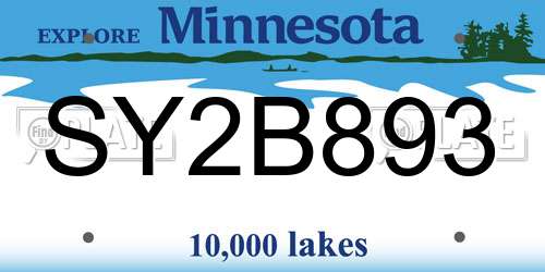 SY2B893 Minnesota License Plate