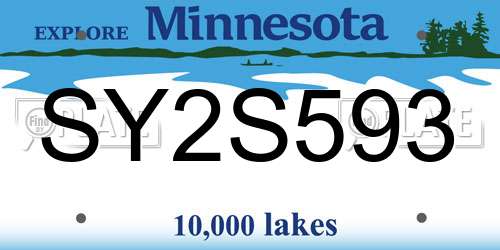 SY2S593 Minnesota License Plate