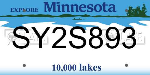 SY2S893 Minnesota License Plate
