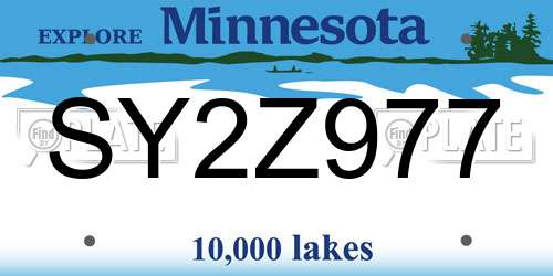 SY2Z977 Minnesota License Plate