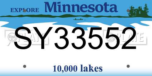 SY33552 Minnesota License Plate