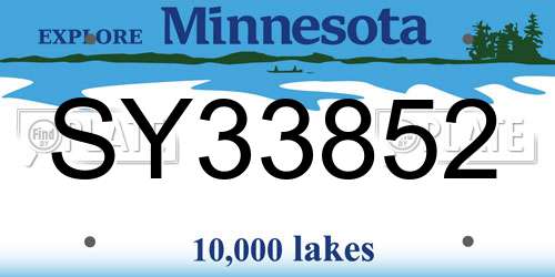 SY33852 Minnesota License Plate