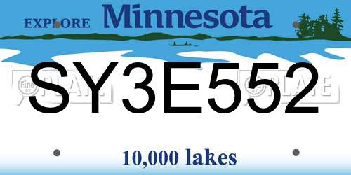 SY3E552 Minnesota License Plate