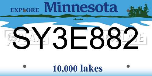 SY3E882 Minnesota License Plate
