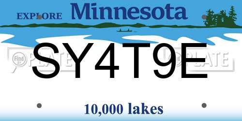 SY4T9E Minnesota License Plate