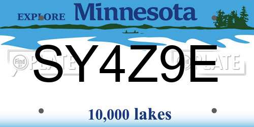 SY4Z9E Minnesota License Plate