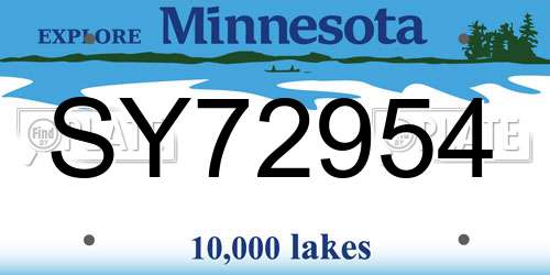 SY72954 Minnesota License Plate