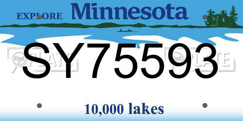 SY75593 Minnesota License Plate