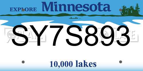 SY7S893 Minnesota License Plate