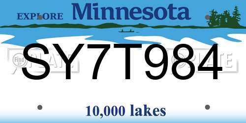 SY7T984 Minnesota License Plate