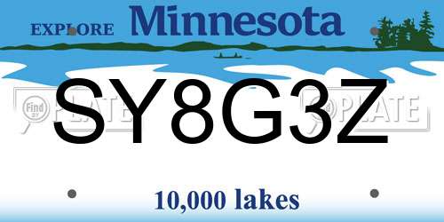 SY8G3Z Minnesota License Plate