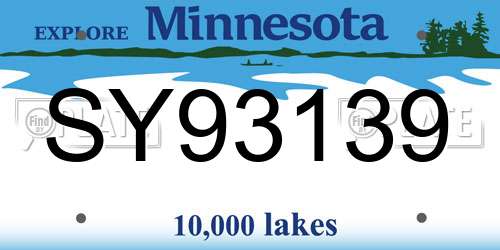 SY93139 Minnesota License Plate