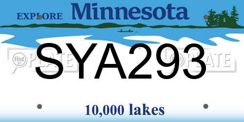 SYA293 Minnesota License Plate