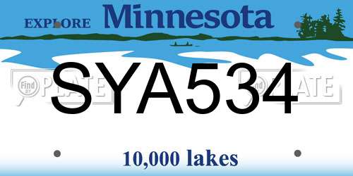 SYA534 Minnesota License Plate