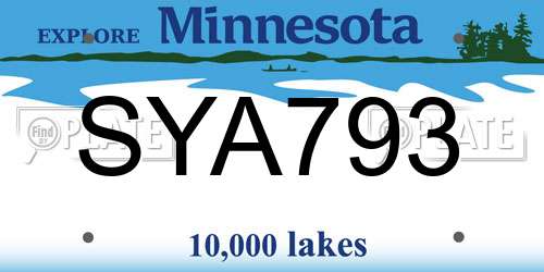 SYA793 Minnesota License Plate