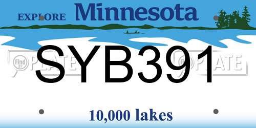 SYB391 Minnesota License Plate