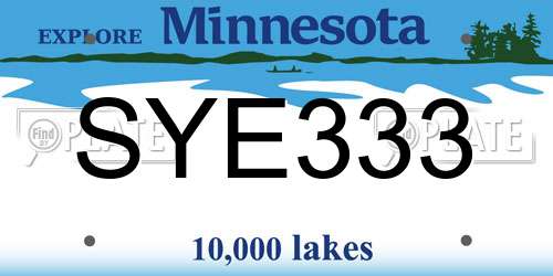 SYE333 Minnesota License Plate