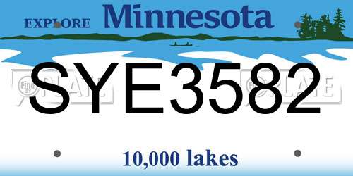 SYE3582 Minnesota License Plate