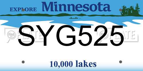 SYG525 Minnesota License Plate