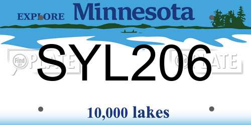 SYL206 Minnesota License Plate