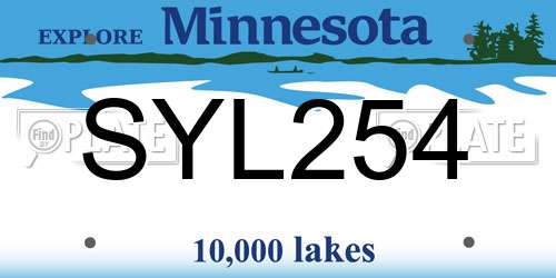 SYL254 Minnesota License Plate