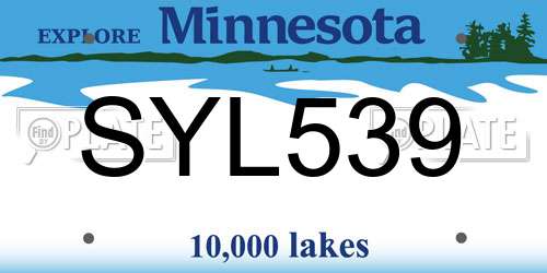 SYL539 Minnesota License Plate