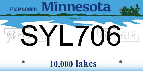 SYL706 Minnesota License Plate