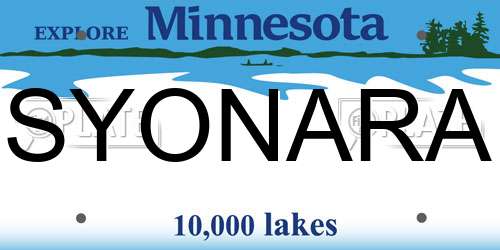 SYONARA Minnesota License Plate